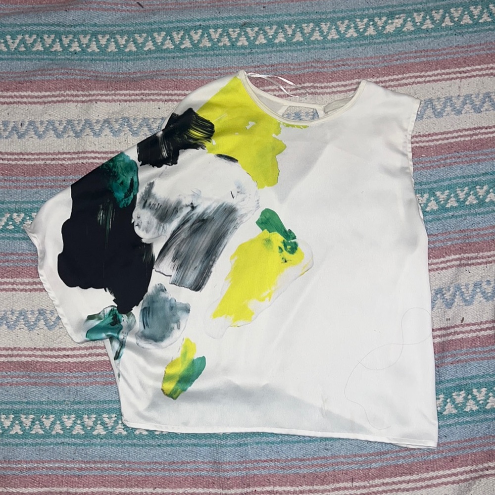 Zara white satin bat sleeve blouse
